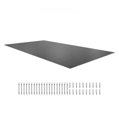 Pool Safety Cover, 4 x8 m In-ground Pool Cover, Charcoal In-ground Pool Cover, PVC Pool Covers Rectangular Safety Pool Cover Solid Safety Pool Cover for Swimming Pool Winter Protection Cover