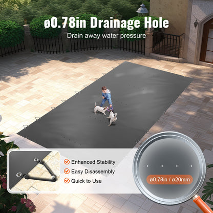 Pool Safety Cover, 4 x8 m In-ground Pool Cover, Charcoal In-ground Pool Cover, PVC Pool Covers Rectangular Safety Pool Cover Solid Safety Pool Cover for Swimming Pool Winter Protection Cover