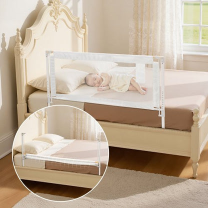 Toddler Bed Rail, Kids Beds Guard Rail with Reinforced Iron Pipe and Oxford Cloth, Adjustable Height Bed Side Railing, Portable Guard Bumper Barrier for Crib, Bunk, 1500 x 890 mm, 1 Piece