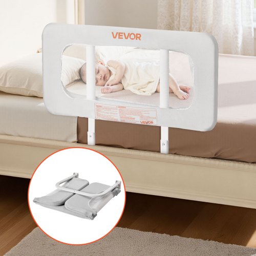 Toddler Bed Rail, Kids Beds Guard Rail with Reinforced Iron Pipe and Oxford Cloth, Adjustable Height Bed Side Railing, Portable Guard Bumper Barrier for Crib, Bunk, 800 x 670 mm, 1 Piece