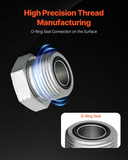 72 delar ORFS hydraulkopplingar, O-ringstätningskopplingssats, hydrauliska slang- och rörkopplingar, lock- och pluggsats för hydraulik, O-ringssortimentsats med precisionsgänga, storlekar 4 6 8 10 12 16