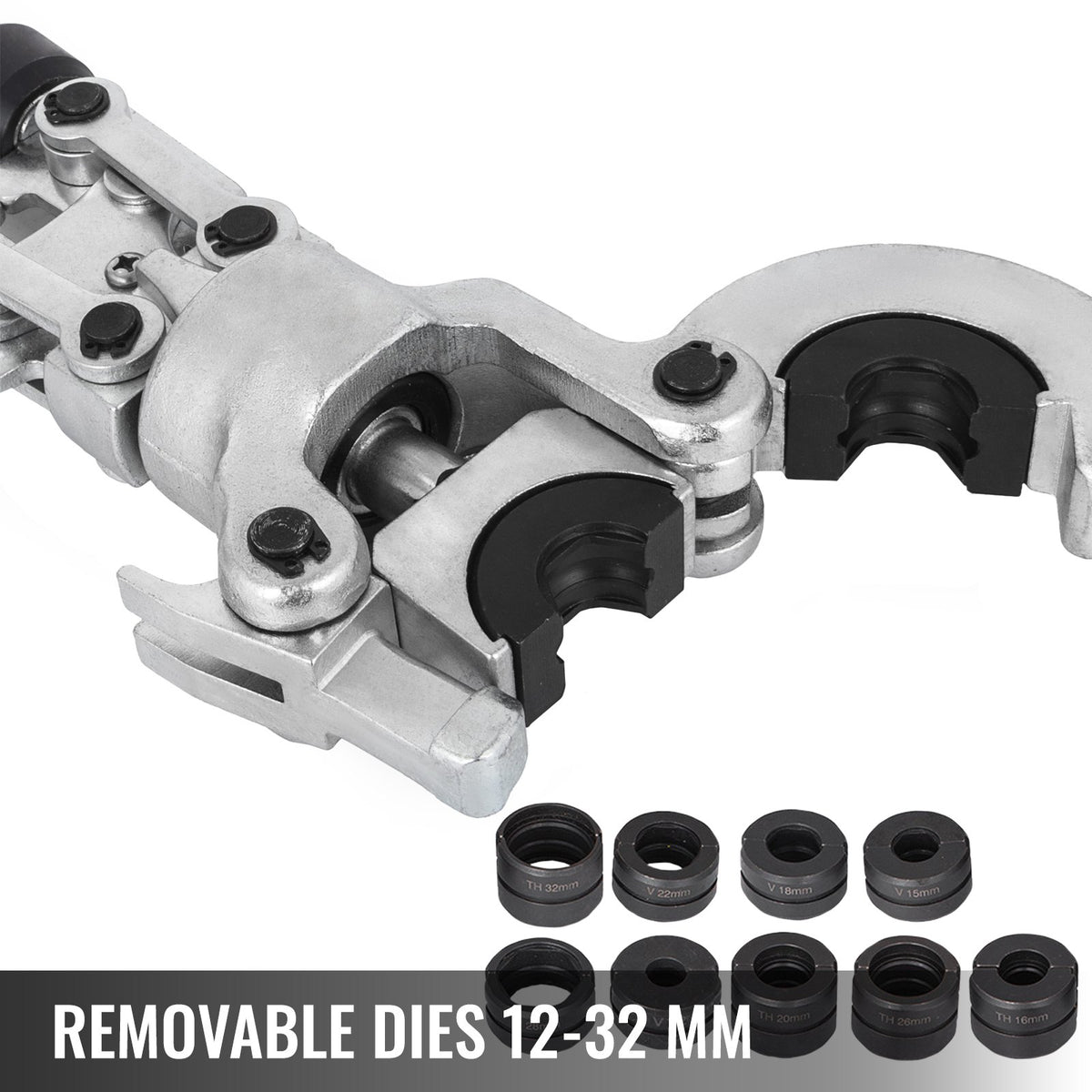6T hydraulisk krymptång V12-28mm TH16-32mm presstång, V-formad/TH-formad rörkrymptång, käftar 360° huvud handhållen presstång PE-X krymptång för kompositrör PEX PE-X PB-rör