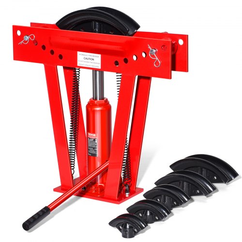 Hydraulisk rörbockare, 12 tons manuell kopparrörsbockningsmaskin med 6 matriser (1/2" - 2") och 90 - 180° justerbara rullar, kraftig rörbockare för rörlednings- och räckeskonstruktion