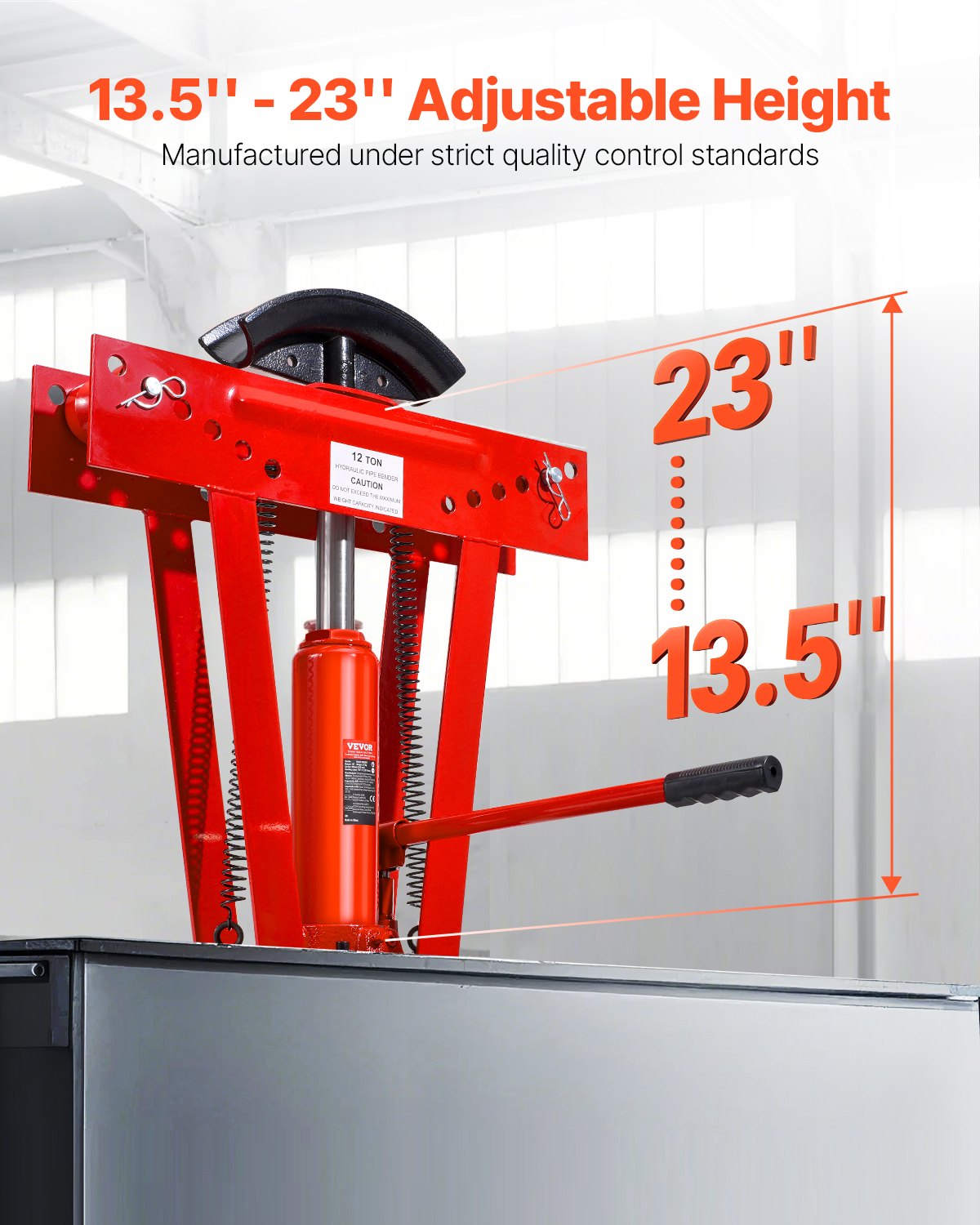 Hydraulisk rörbockare, 12 tons manuell kopparrörsbockningsmaskin med 6 matriser (1/2" - 2") och 90 - 180° justerbara rullar, kraftig rörbockare för rörlednings- och räckeskonstruktion