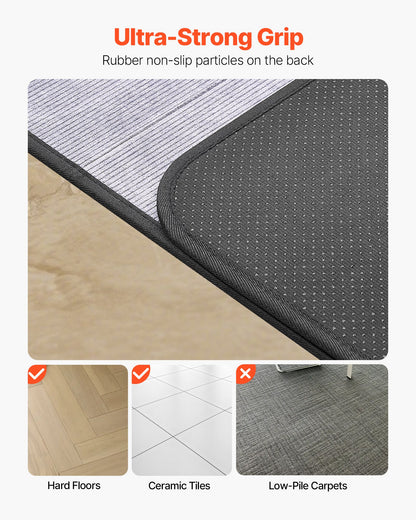 Chair Mat, 915 x 1225 mm Office Chair Mat for Hard Floors, Floor Protector for Rolling Chairs, Corduroy Surface, Non-Slip & Easy to Clean, Smooth Glide Under Desk Rug for Home Office (Grey)