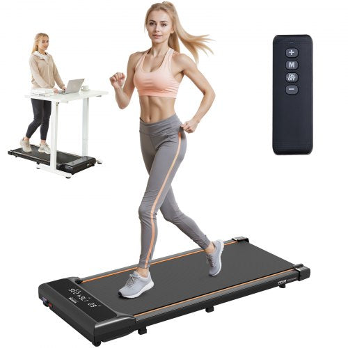 Gångmatta, löpband för under skrivbordet för hemmakontor, fungerande joggingmaskin, 115 kg kapacitet 2,5 hk bärbar lättviktig gångmatta, med fjärrkontroll och LED-display