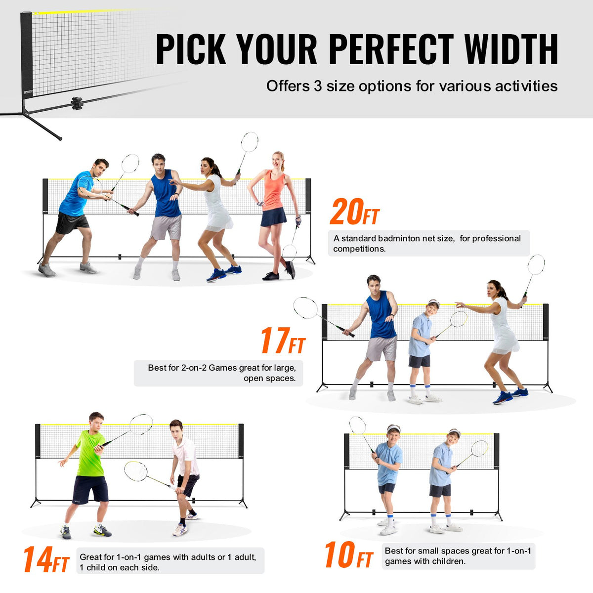 10ft badmintonnät set utomhus bärbart volleyboll pickleball tennisnät
