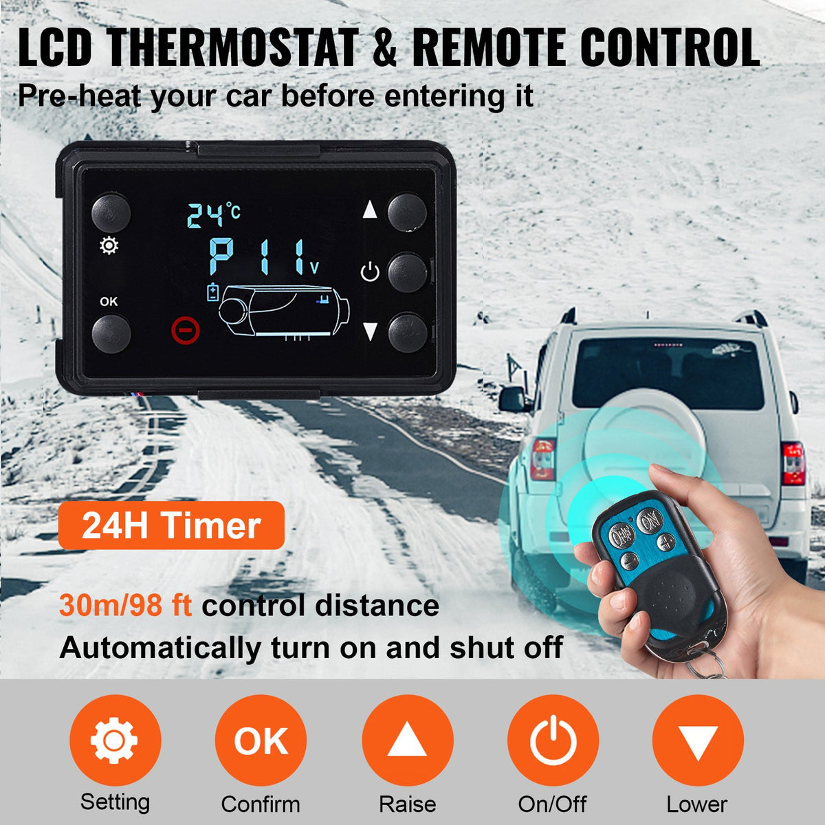 12V 8KW Diesel Air Heater with LCD Switch, Diesel Heater with Remote Control and other accessory Kit,12V 8KW Parking heater