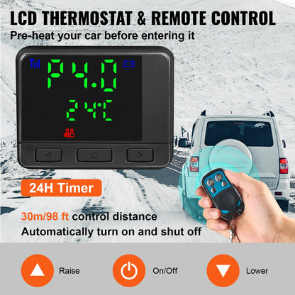 8KW Diesel Air Heater, Diesel Parking Heater, All in One 12V Truck Heater, One Outlet Hole, with Black LCD Switch, Fast Heating Diesel Heater, For RV Truck, Boat, Bus, Car Trailer, Caravan