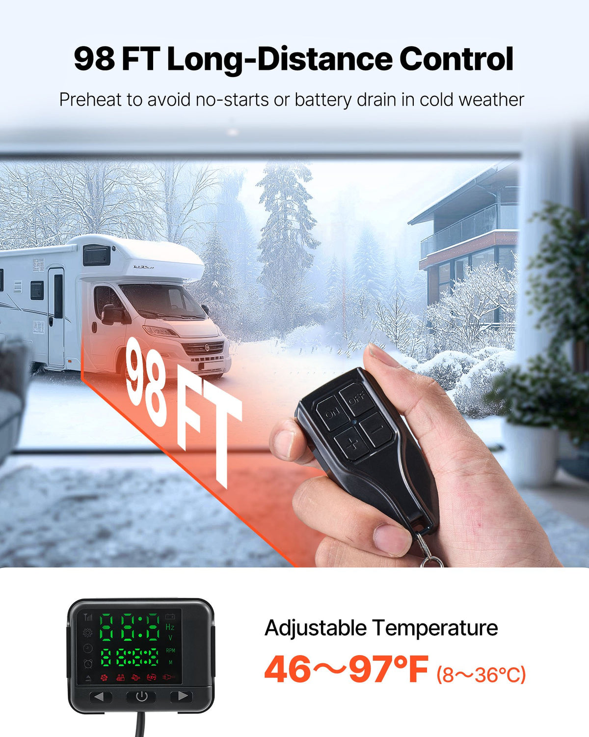 Diesel Air Heater, 8 kW DC12-24V, Fast Heating Diesel Parking Heater with Remote Control and Color Digital Display, 10L Fuel Tank, Low Noise, Voice Announcement, for RV, Truck, Boat and Trailer