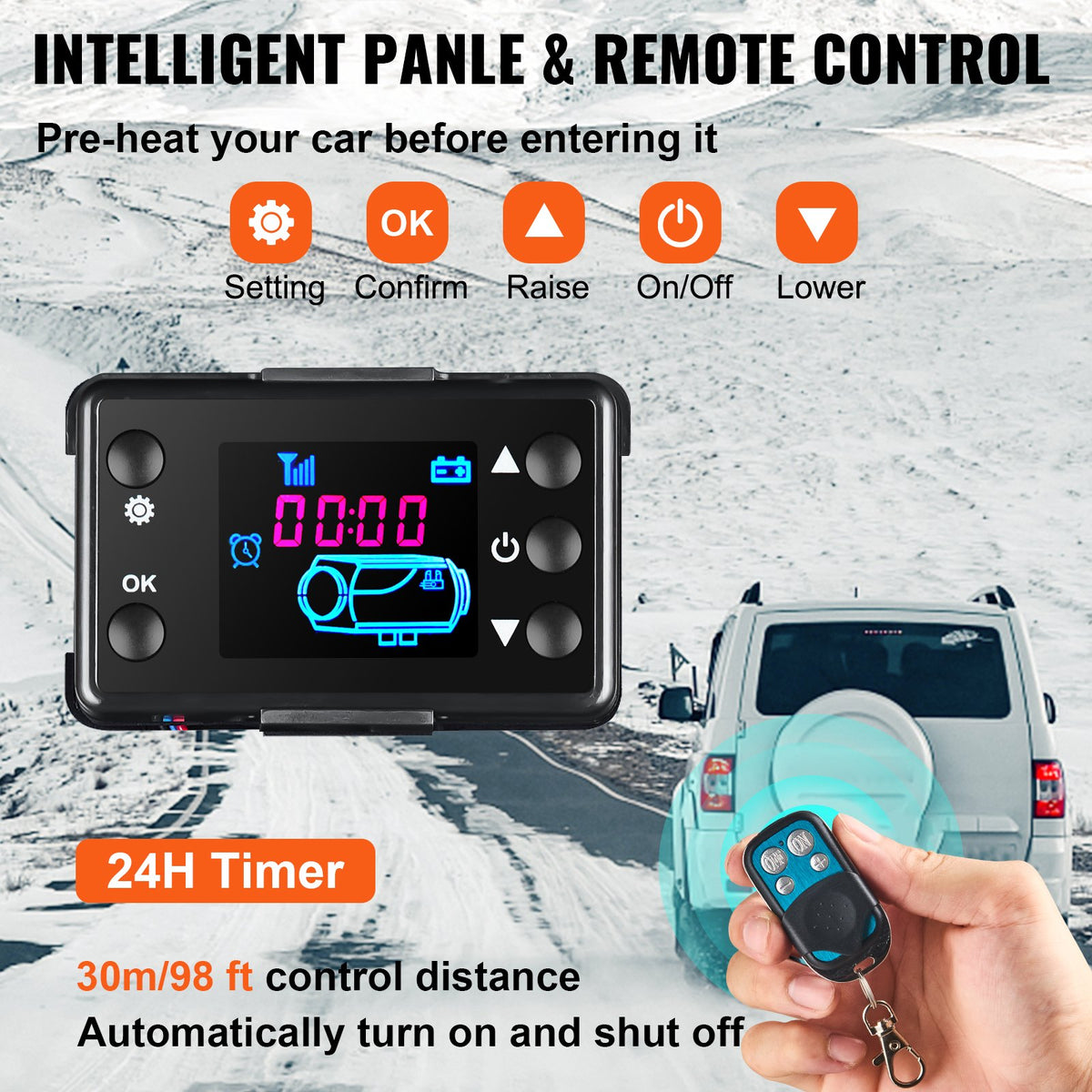 Diesel Heater 12V Diesel Air Heater Muffler 8KW Diesel Air Heater with Remote Control & LCD Thermostat Monitor for Car Trucks Motorhome Boat and Bus
