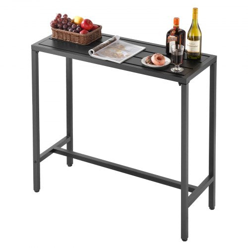 Barbord för utomhusbruk, 100 x 37,5 cm barbord för uteplats, vattentät bordsskiva och robust metallram, matbord i rektangulärt utförande, utemöbler för balkong, trädgård, bubbelpool, pool, inomhusbruk