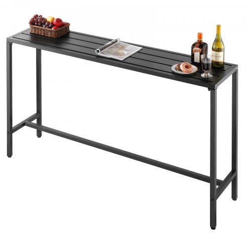 Barbord för utomhusbruk, 160 x 37,5 cm barbord för uteplats, vattentät bordsskiva och robust metallram, matbord i rektangulär bänkhöjd, utemöbler för balkong, trädgård, bubbelpool, pool, inomhusbruk
