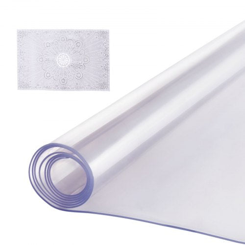 Plastbordsskydd, 24 x 48 tum 2,0 mm tjockt genomskinligt bordsskydd, rektangulär PVC-skrivbordsmatta, vattentät och lättrengörande skrivbordsunderlägg, för kontorsbyrå, matbord, nattduksbord