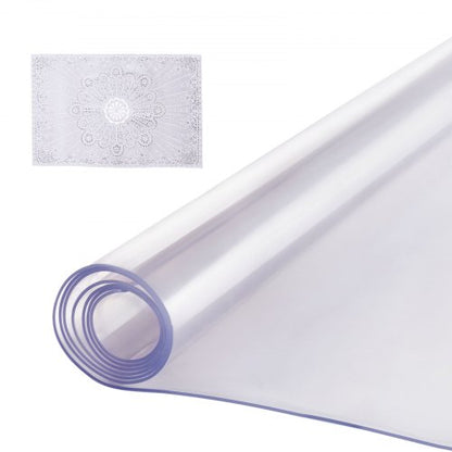 Plastbordsskydd, 24 x 48 tum 2,0 mm tjockt genomskinligt bordsskydd, rektangulär PVC-skrivbordsmatta, vattentät och lättrengörande skrivbordsunderlägg, för kontorsbyrå, matbord, nattduksbord