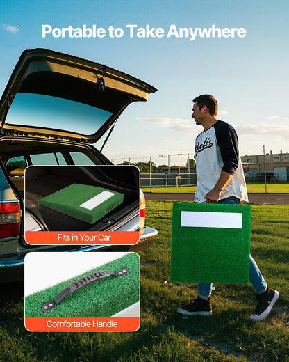 Pitching Mound, bärbar basebollkastarhög, 76 cm inomhus- och utomhusutrustning för pitchingträning, softbollshjälpmedel med antifade-gräs, pitchinggummi, bärhandtag