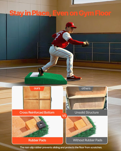 Pitching Mound, bärbar basebollkastarhög, 76 cm inomhus- och utomhusutrustning för pitchingträning, softbollshjälpmedel med antifade-gräs, pitchinggummi, bärhandtag