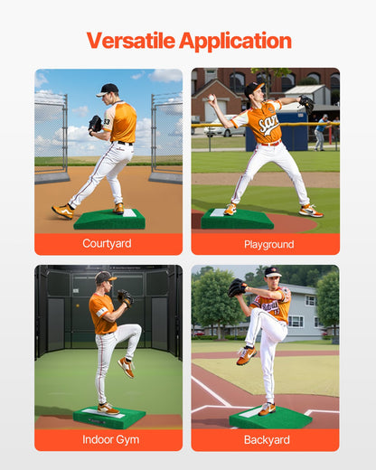 Pitching Mound, bärbar basebollkastarhög, 76 cm inomhus- och utomhusutrustning för pitchingträning, softbollshjälpmedel med antifade-gräs, pitchinggummi, bärhandtag