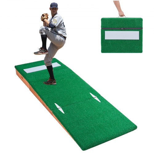 Pitching Mound, bärbar basebollkastarhög, 85 tum inomhus- och utomhusutrustning för pitchingövning, softbollshjälpmedel med antifade-gräs, pitchinggummi, justerbar bas