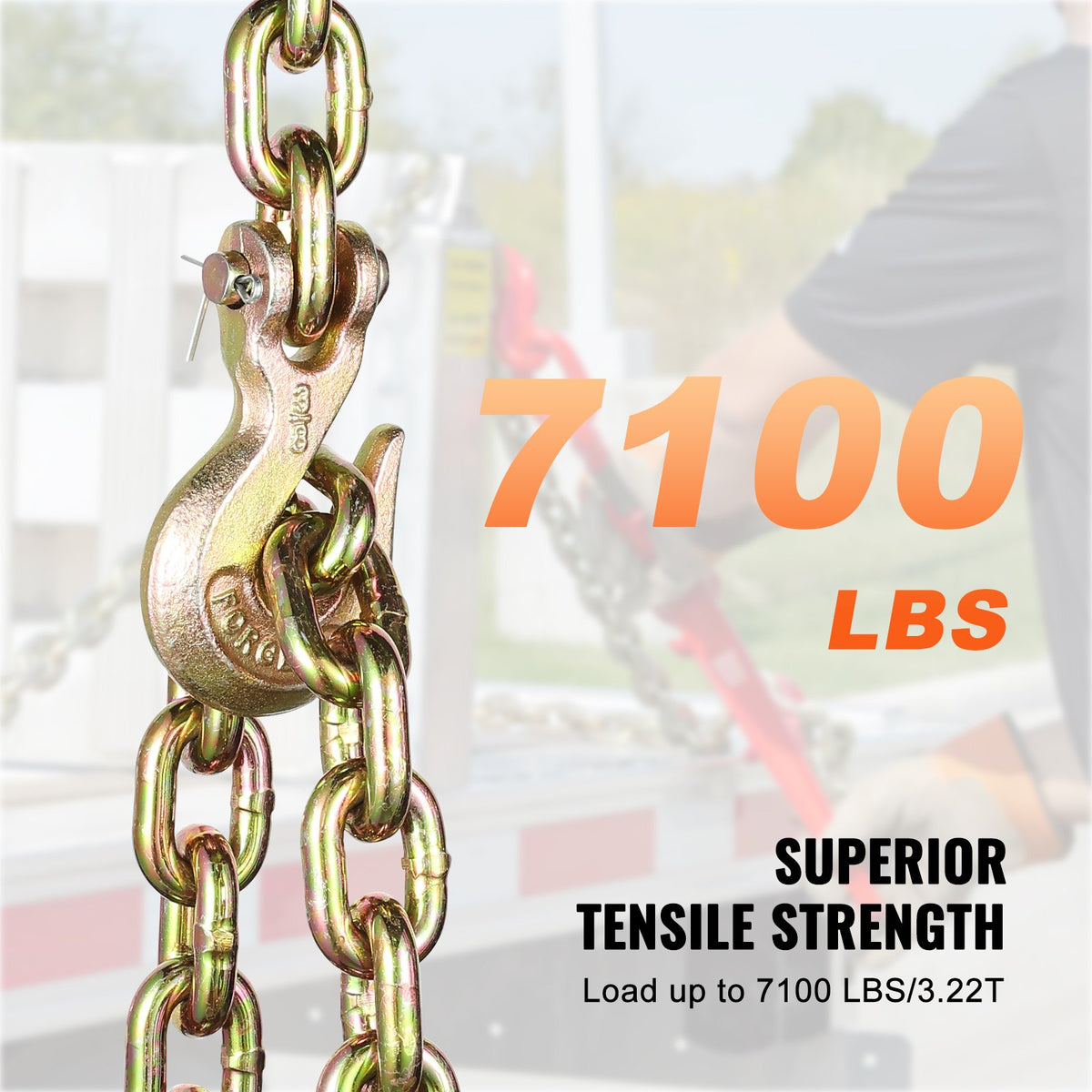Binder Chain G80 Tie Down Tow Chain with Hooks 9.5mm x 313.9cm 2 Pack 3220.5 kg