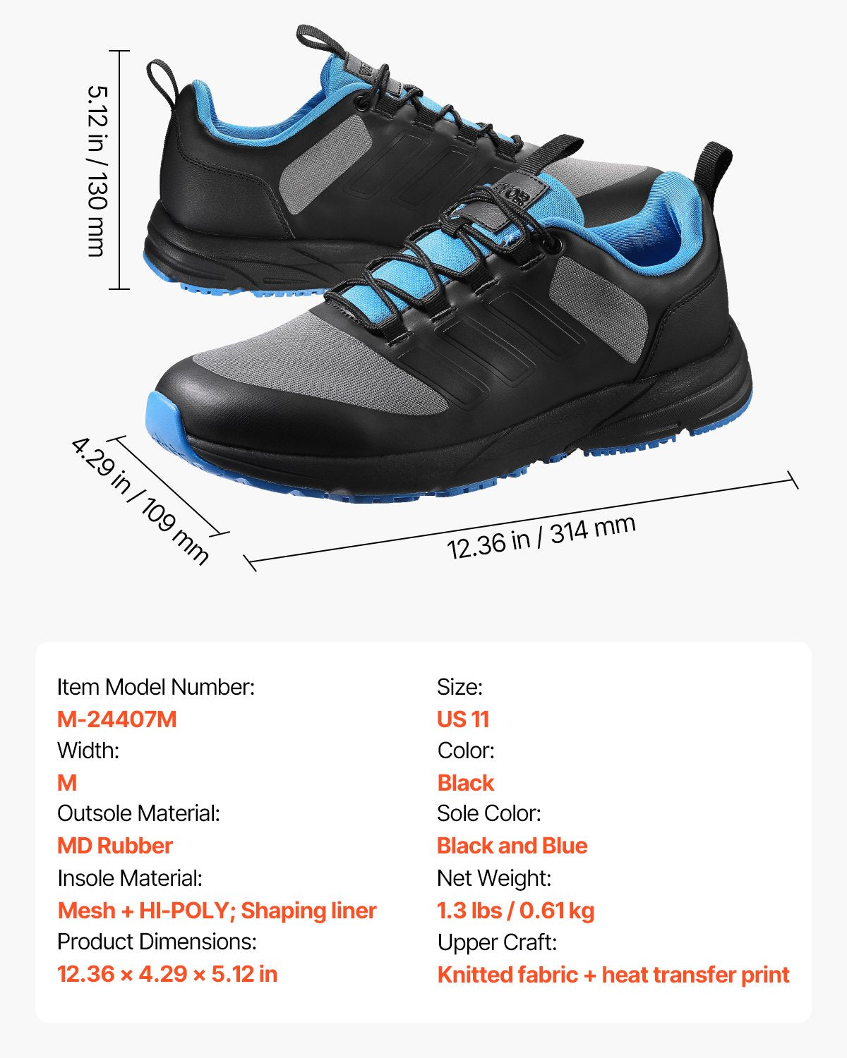 Crosstrainingskor, M-breda sneakers UK storlek 10, skor med bred tåbox, stöd för hålfoten och justerbar snörning, träningsskor för löpning, gymnastik, hundpromenader och tyngdlyftning (svart)