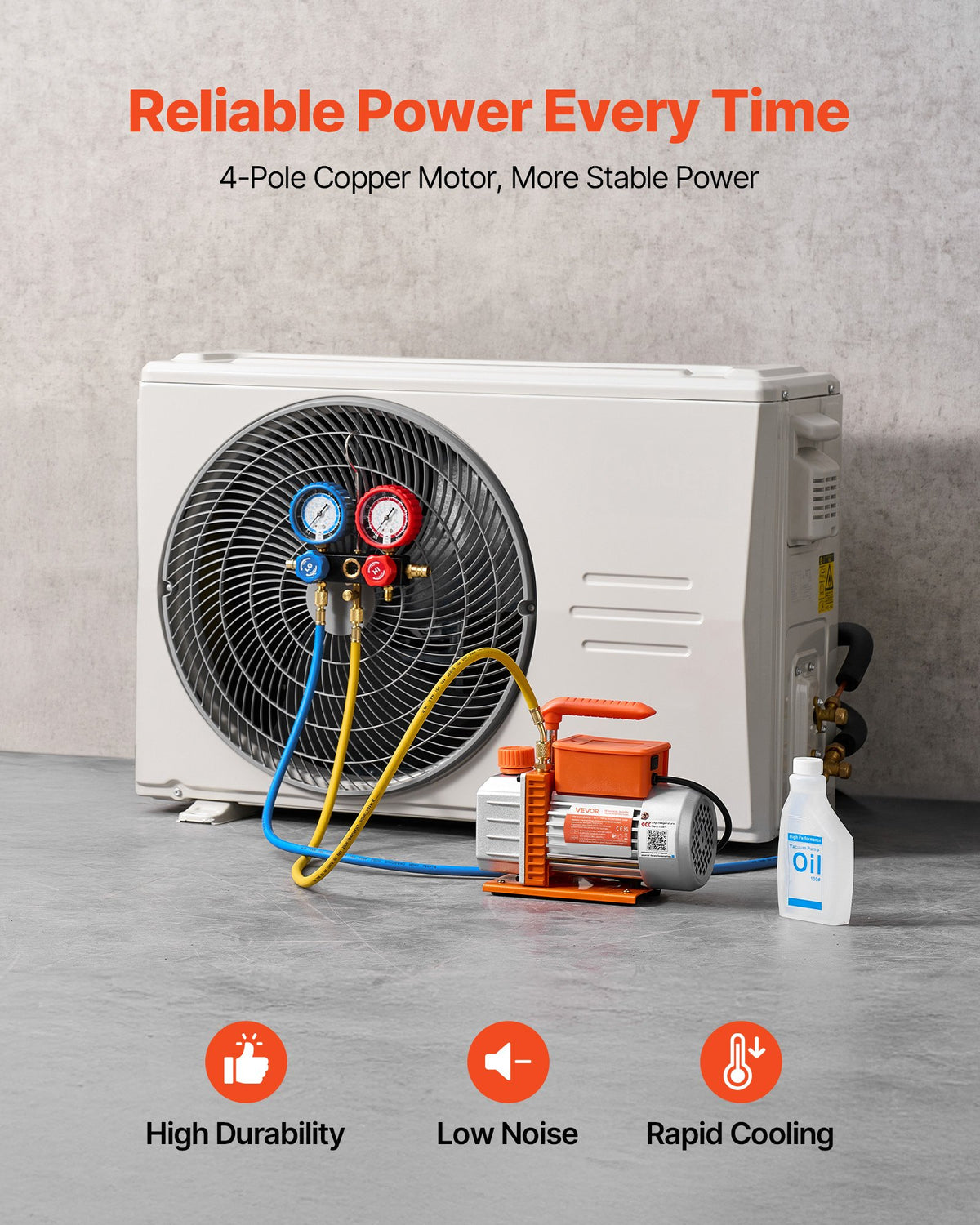 AC Vacuum Pump and Gauge Set, 3.5 CFM 99 L/min, Single Stage Rotary Vane HVAC Vacuum Pump, A/C Manifold Gauge Kit, for R134a R22 R410a R1234YF R32, with Carry Bag, for Auto HVAC Air Conditioning