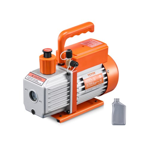 Vakuumpump, 217 L/min (3,5 CFM), HVAC enstegs roterande lamellvakuumpump, för R134a R22 R410a-system, vakuumpumpsats för bil-AC med oljeflaska, för underhåll av luftkonditioneringsapparater i bilar, avgasning av harts