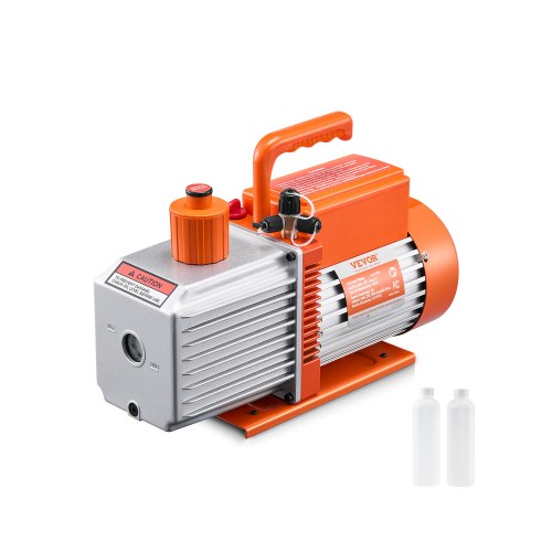 Vakuumpump, 533 L/min (9 CFM), HVAC 2-stegs roterande lamellvakuumpump, för R134a R22 R410a-system, vakuumpumpsats för bil-AC med oljeflaska, för underhåll av billuftkonditionering, hartsavgasning