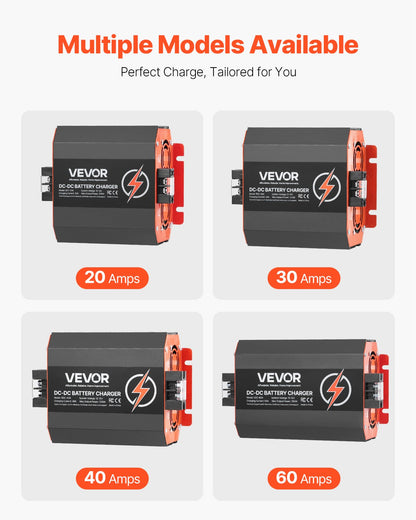 12V 20A DC till DC batteriladdare, 250W, inbyggd batteriladdare för bly-syra, litium-, AGM-, GEL- och överbelastade batterier, smart flerstegsladdning, för husbilar, kommersiella fordon, båtar, yachter