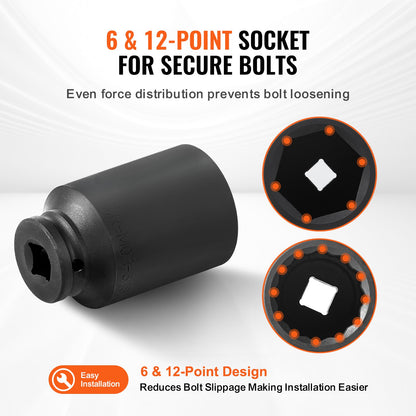 Axle Nut Impact Socket Set, 1/2" Drive Deep 6+12-Point 14-Piece Metric Spindle Nut Socket Set, CR-V Heat Treated Large Socket Set with Storage Case, Auto Repair, Removing or Installing Axle Nuts