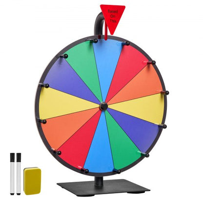 305 mm snurrande prishjul, 12 platser med stativ, bordsroulette med whiteboard och 2 tuschpennor, 6 färger, enkel montering, för fest, pub, mässa, karnevalsevenemang