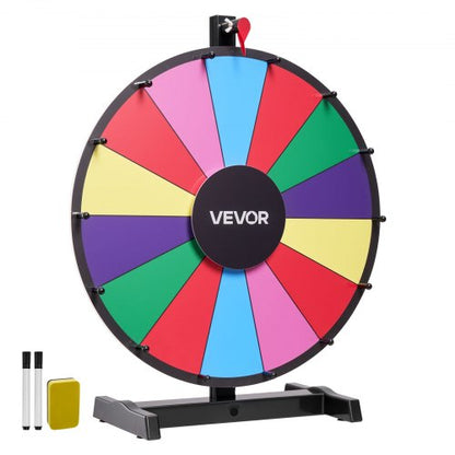457 mm snurrande prishjul, 14 platser med stativ, bordsroulette med whiteboard och 2 markörer, 6 färger, enkel montering, för fest, pub, mässa, karnevalsevenemang