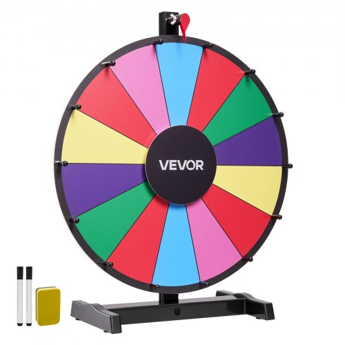 457 mm snurrande prishjul, 14 platser med stativ, bordsroulette med whiteboard och 2 markörer, 6 färger, enkel montering, för fest, pub, mässa, karnevalsevenemang