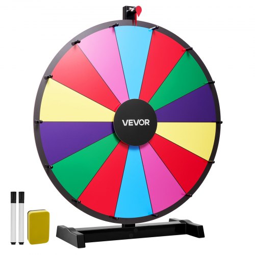 610 mm snurrande prishjul, 14 platser med stativ, bordsroulette med whiteboard och 2 tuschpennor, 6 färger, enkel montering, för fest, pub, mässa, karnevalsevenemang