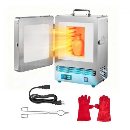 Elektrisk smältugn, 1650W digital smältugn, elektrisk ugn med maxtemperatur 2192℉/1200℃ för gjutning av förlorat vax, lera DIY, metallglödgning, keramikbränning, PID-temperaturkontroll