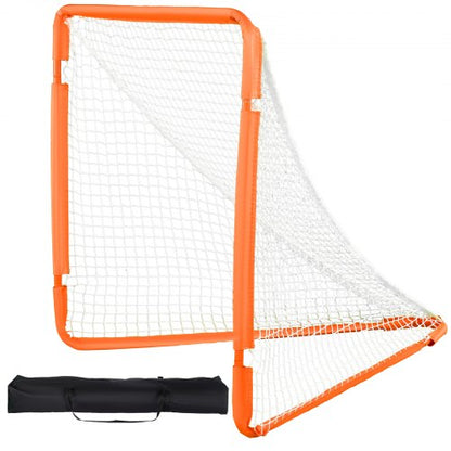 Lacrossemål, 1,2 x 1,2 m litet barnlacrossenät, hopfällbart bärbart lacrossemål med bärväska, träningsutrustning för trädgården med järnram, snabb och enkel installation, perfekt för ungdomsträning, orange