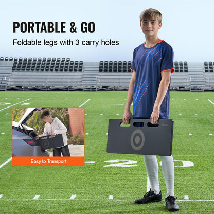 Fotbollsrebounderbräda, 80 cm x 30 cm bärbar fotbollsvägg med 2 vinklar för rebound, hopfällbar HDPE kickback-reboundbräda, fotbollsträningsutrustning för barn och vuxna, passnings- och skottträning