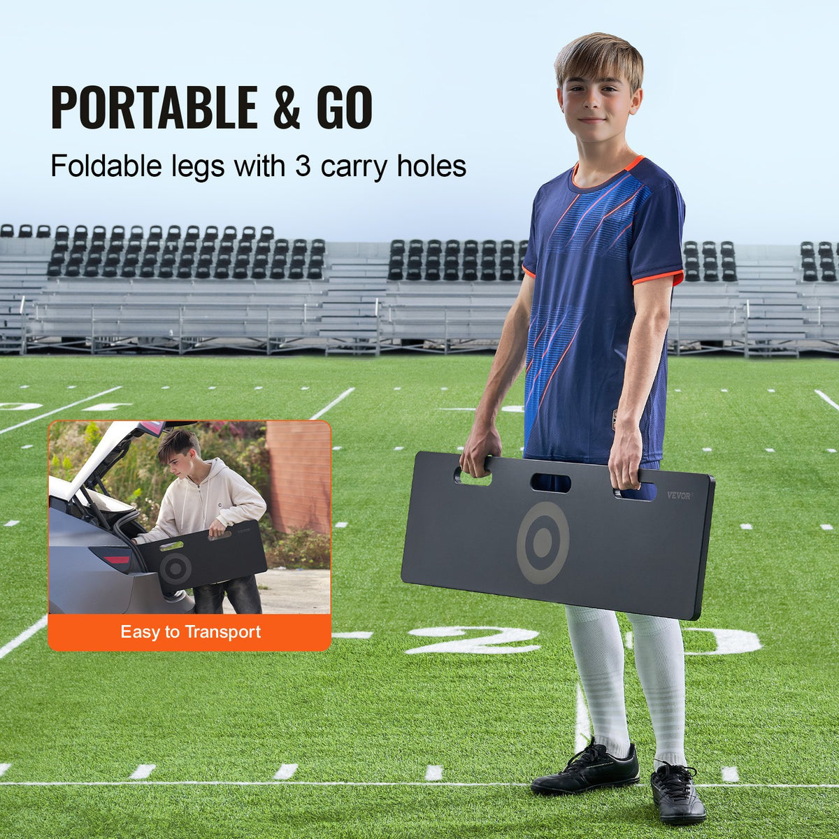 Fotbollsrebounderbräda, 40"x12" bärbar fotbollsvägg med 2 vinklar för rebound, hopfällbar HDPE kickback-reboundbräda, fotbollsträningsutrustning för barn och vuxna, passnings- och skottträning