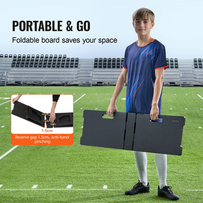 Fotbollsrebounderbräda, 45"x13" bärbar fotbollsvägg med 2 vinklar för rebound, hopfällbar HDPE kickback-reboundbräda, fotbollsträningsutrustning för barn och vuxna, passnings- och skottträning