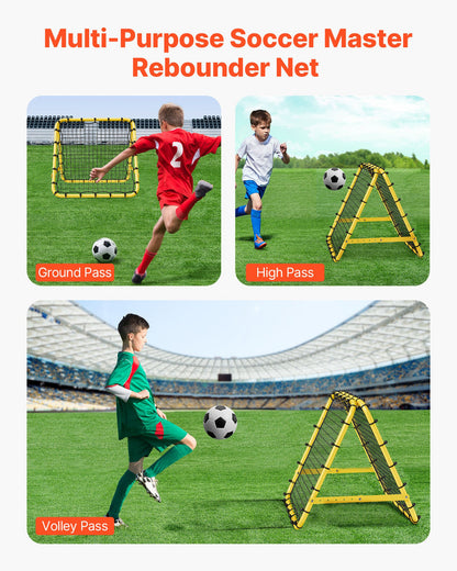 Fotbollsnät med rebounder, 100 cm x 85 cm x 90 cm, bärbara fotbollsträningsgåvor, fullt justerbara vinklar, hjälpmedel och utrustning för barn, tonåringar och alla åldrar, enkel uppsättning och perfekt förvaring