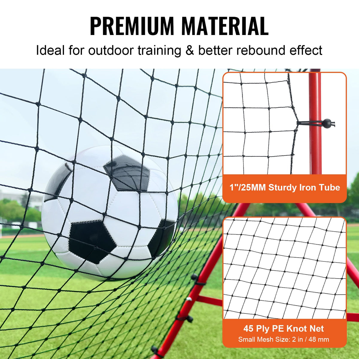 Fotbollsnät för rebounder, kickback 99,1x99,1 cm, bärbara fotbollsträningsgåvor, komplett målnät, hjälpmedel och utrustning för barn, tonåringar och alla åldrar, enkel uppsättning och perfekt förvaring