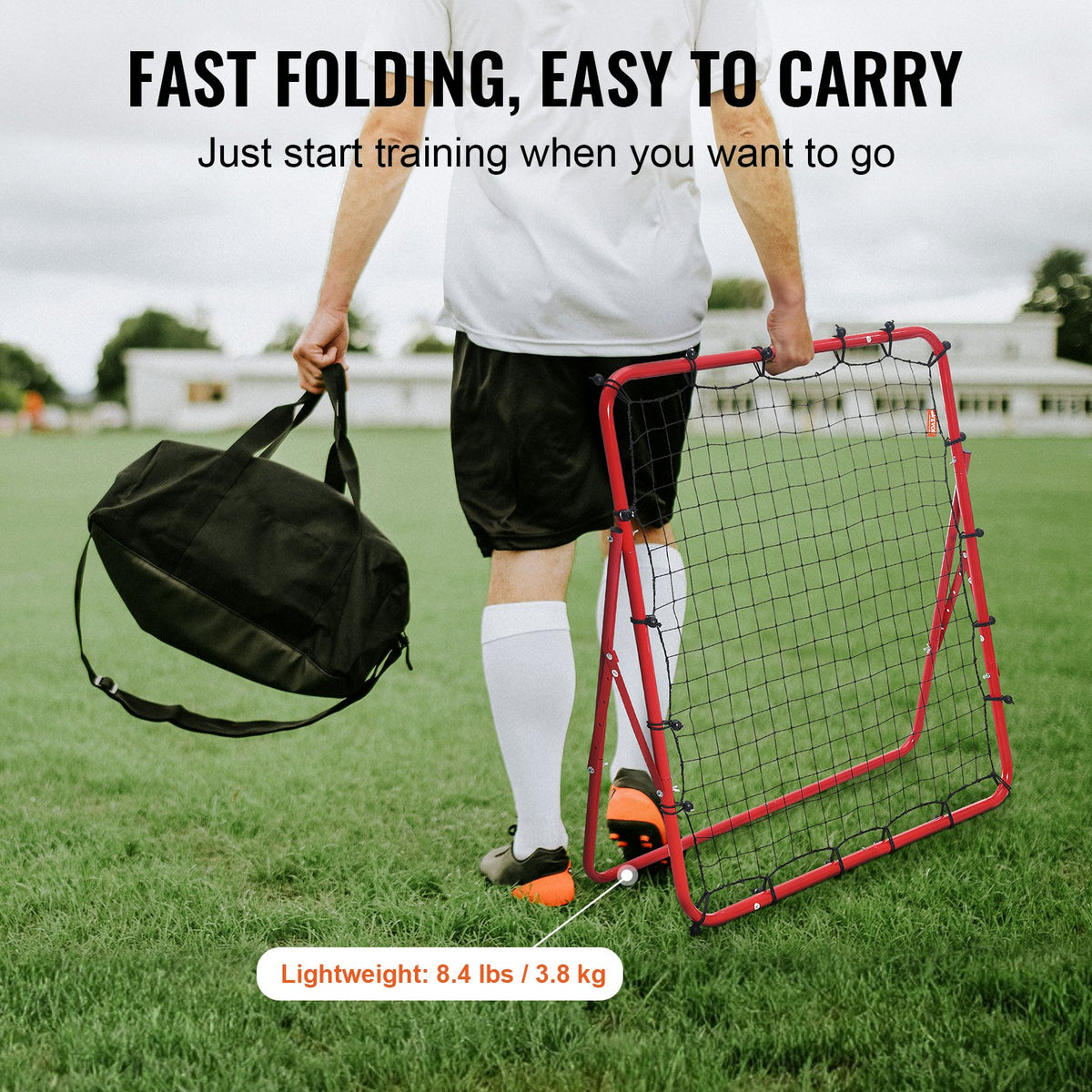 Fotbollsnät för rebounder, kickback 99,1x99,1 cm, bärbara fotbollsträningsgåvor, komplett målnät, hjälpmedel och utrustning för barn, tonåringar och alla åldrar, enkel uppsättning och perfekt förvaring