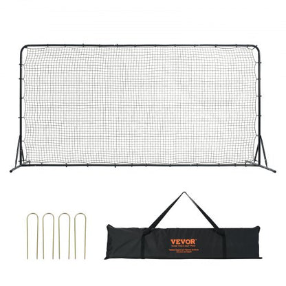 Fotbollsreboundernät, 12x6FT järnfotbollsträningsutrustning, sportfotbollsträningsgåva med bärbar väska, volleybollreboundervägg perfekt för trädgårdsövningar, soloträning, passningar