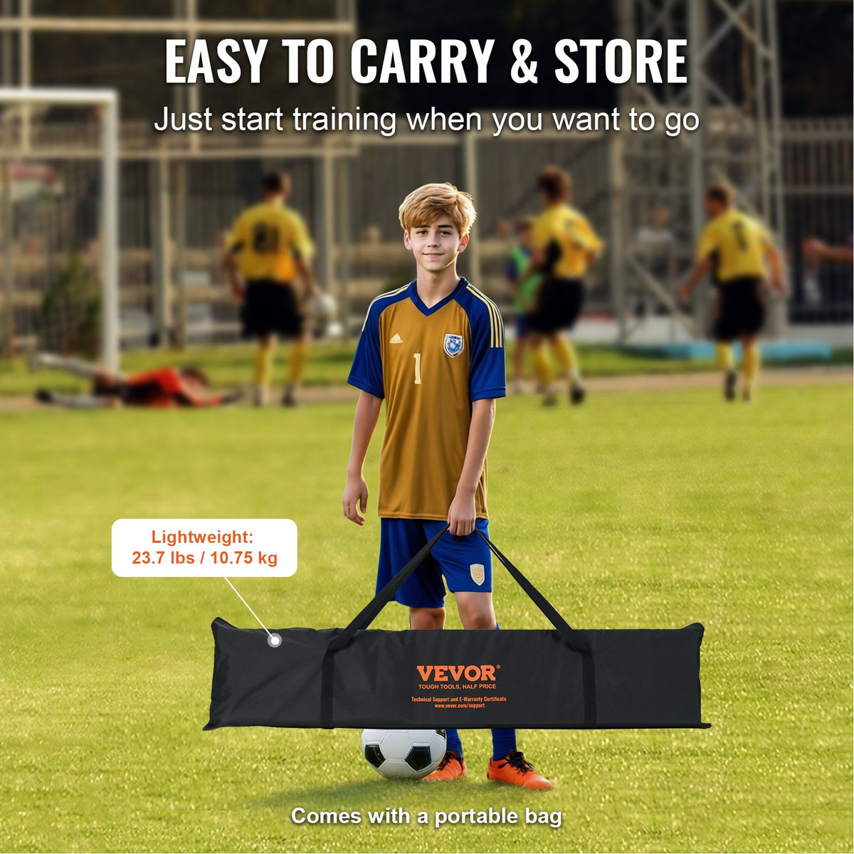 Fotbollsreboundernät, 12x6FT järnfotbollsträningsutrustning, sportfotbollsträningsgåva med bärbar väska, volleybollreboundervägg perfekt för trädgårdsövningar, soloträning, passningar