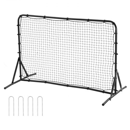 Fotbollsreboundtränare, 6x4FT järnfotbollsträningsutrustning, sportfotbollsreboundervägg, dubbelsidigt reboundnät, enkel montering, perfekt för trädgårdsövningar, soloträning, passningar