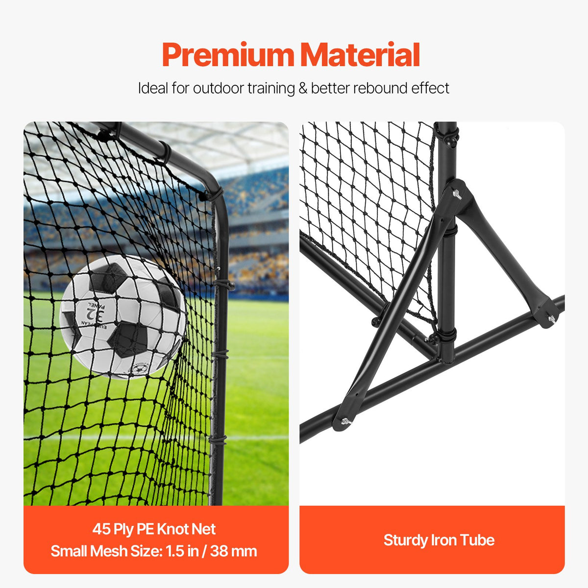 Fotbollsreboundtränare, 6x4FT järnfotbollsträningsutrustning, sportfotbollsreboundervägg, dubbelsidigt reboundnät, enkel montering, perfekt för trädgårdsövningar, soloträning, passningar