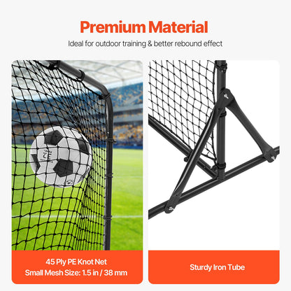 Fotbollsreboundtränare, 6x4FT järnfotbollsträningsutrustning, sportfotbollsreboundervägg, dubbelsidigt reboundnät, enkel montering, perfekt för trädgårdsövningar, soloträning, passningar