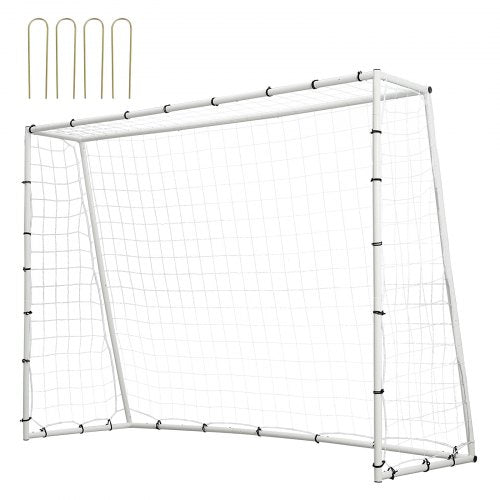 Fotbollsreboundtränare, 8x6FT järnfotbollsträningsutrustning, sportfotbollsreboundervägg med dubbelsidigt reboundnät och mål, perfekt för trädgårdsövning, soloträning, passningar