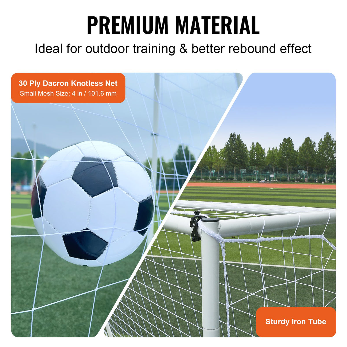 Fotbollsreboundtränare, 8x6FT järnfotbollsträningsutrustning, sportfotbollsreboundervägg med dubbelsidigt reboundnät och mål, perfekt för trädgårdsövning, soloträning, passningar