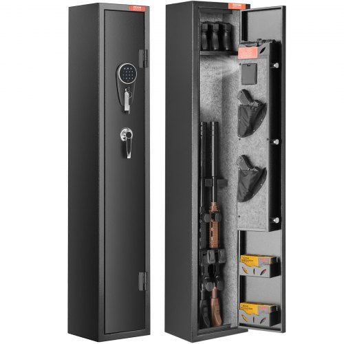 Vapenskåp för 2 gevär, gevärskåp med lås och digital knappsats, snabb åtkomst till vapenförvaring med avtagbar hylla, pistolställ, gevärskåp för hemmagevär och pistoler